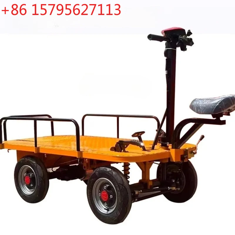 electric hand push flatbed truck four-wheel handling and transportation load pulling loading for construction site