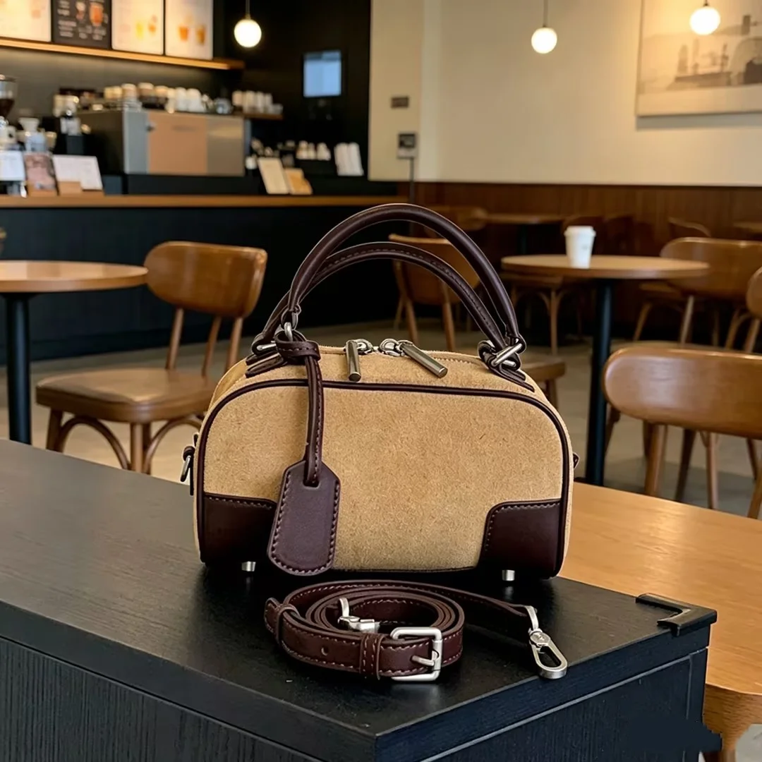Mini Women's Cow Genuine Leather Handbags For Ladies Fashion Matte Suede Cow Leather Bag Luxury Designer Messenger Shoulder Bags