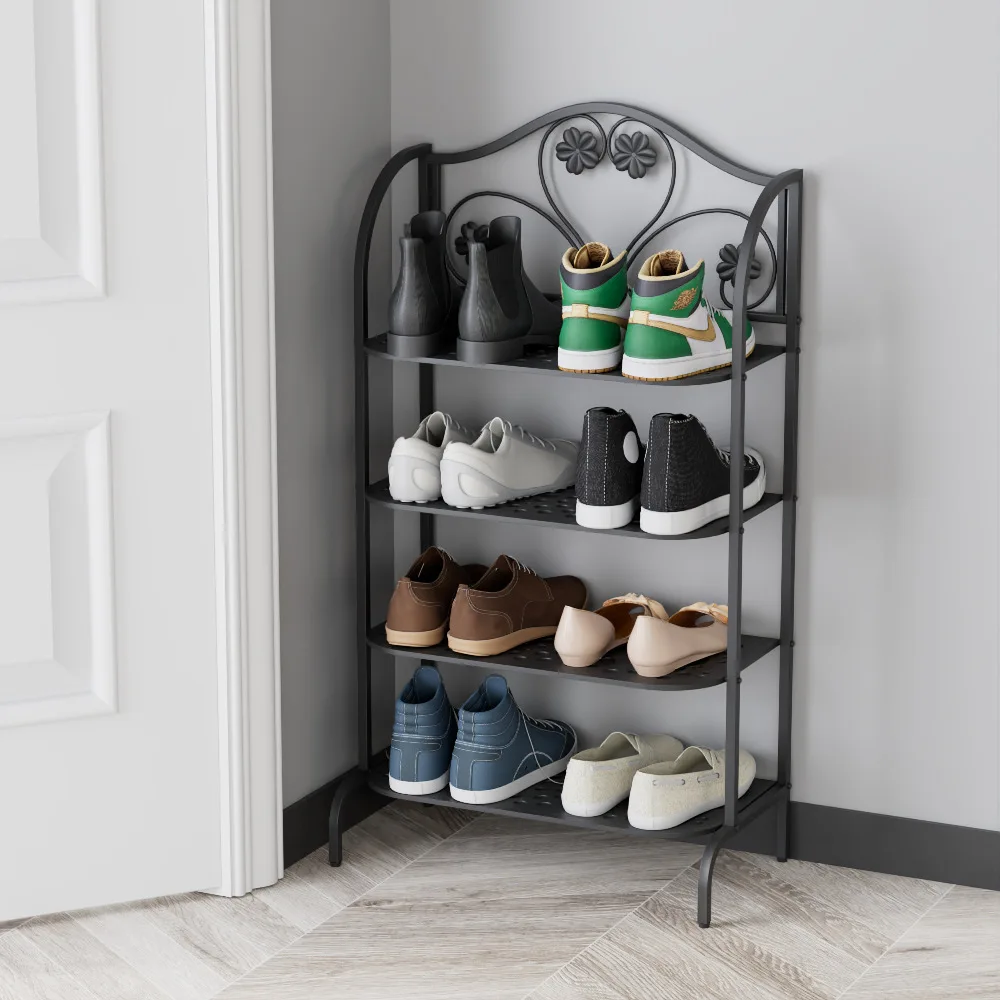

#Large-Capacity 3-Shelf Multi-Tier Modern Minimalist Metal Shoe Rack Dust-Proof Dormitory Home Entrance Storage