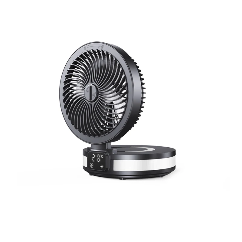 Nieuwkomer 2023 Desktopventilator, Draagbare Oplaadbare Usb-Ventilator Met Led-Licht Outdoor Campinglichtventilatoren