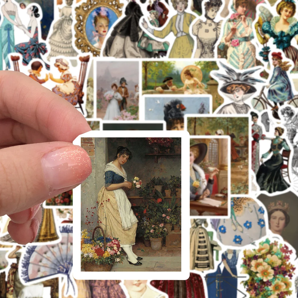 10/30/52pcs Victorian Era Oil Painting Stickers Vintage Aesthetics Sticker Notebook Wall Luggage Phone Waterproof Graffiti Decal