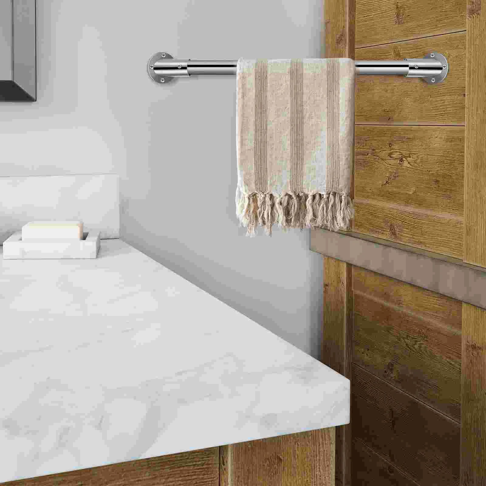 2 Pcs Bevel Angle Flange Base Stainless Steel Bracket Shower Curtain Socket Wardrobe Rod Support Closet Bar Holder Easy Install