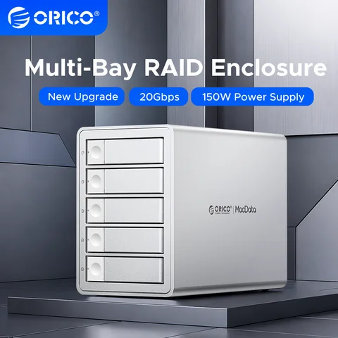 ORICO MacData RAID Enclosure 20Gbps Multi-Bay Storage Docking Station 2.5"3.5"SATA HDD Daisy Chain Type C 150W External Case