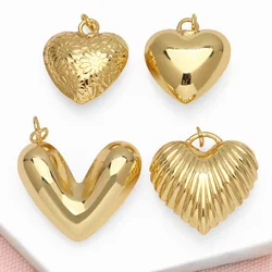 OCESRIO Fashion Polish Heart Pendant for Necklaces Copper Gold Plated Daisy Enchase Jewelry Making Component Handmade pdtb526