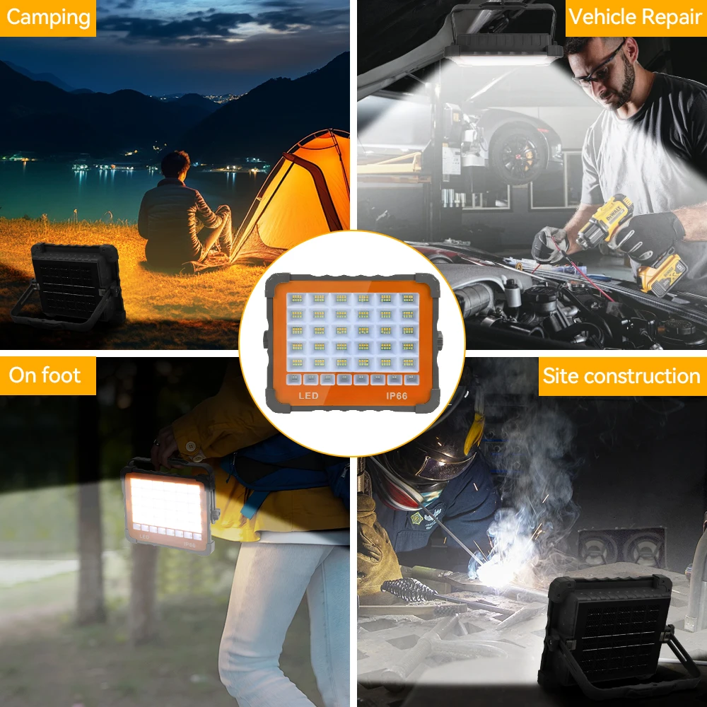 Portable Work Light LED Handheld Flashlight High Power Rechargeable Worklight for Home And Garage Use  Brightness Dimmable