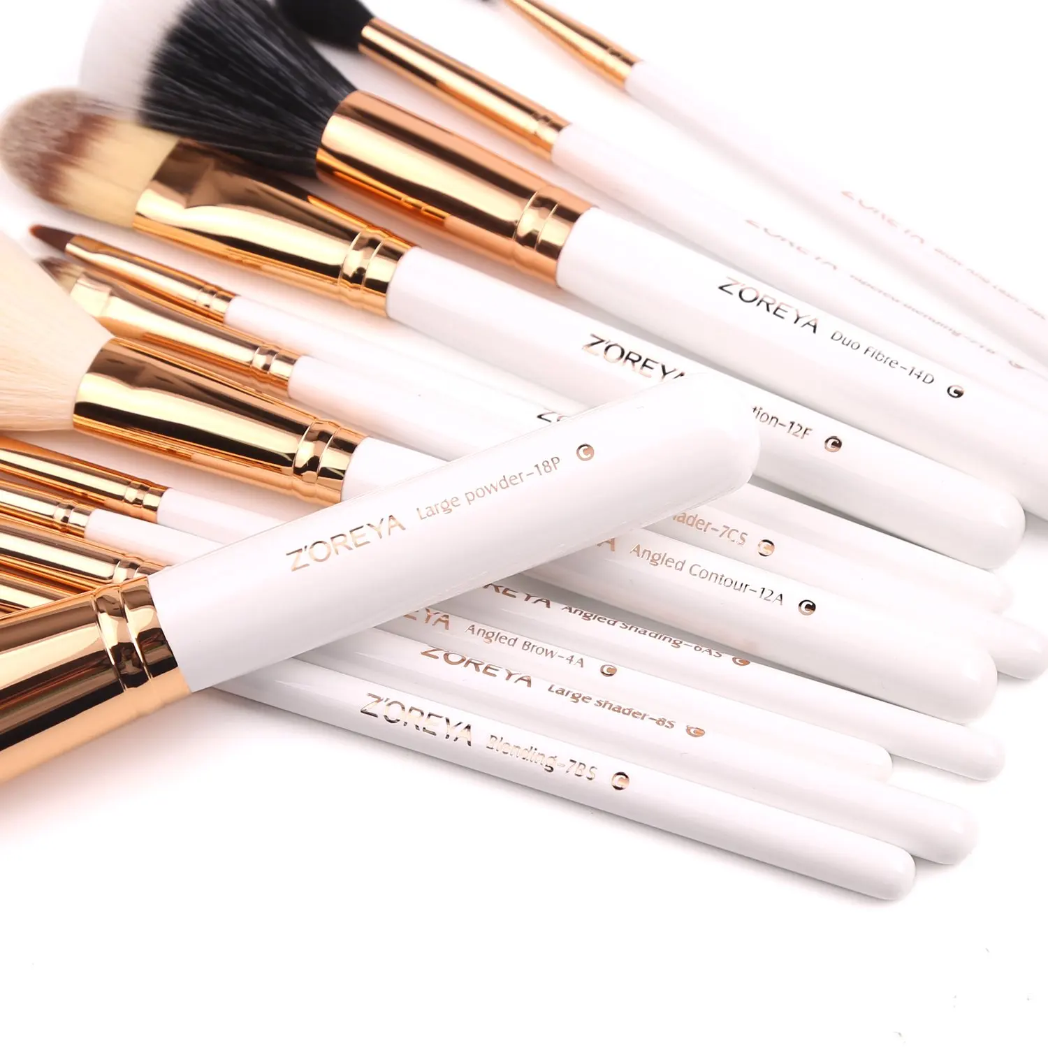 Travel Makeup Brush Set, 12pcs Premium Synthetic Hair, Professional Foundation, Powder, Contour, Blush, Eye Brushes with