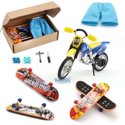 Liga Finger Skate Kits, Mini Motocicleta, Caixa de Presente, Mini Calças Esportivas, Indoor Home Brinquedos de Lazer, Superfície Fosco, 4 Pcs