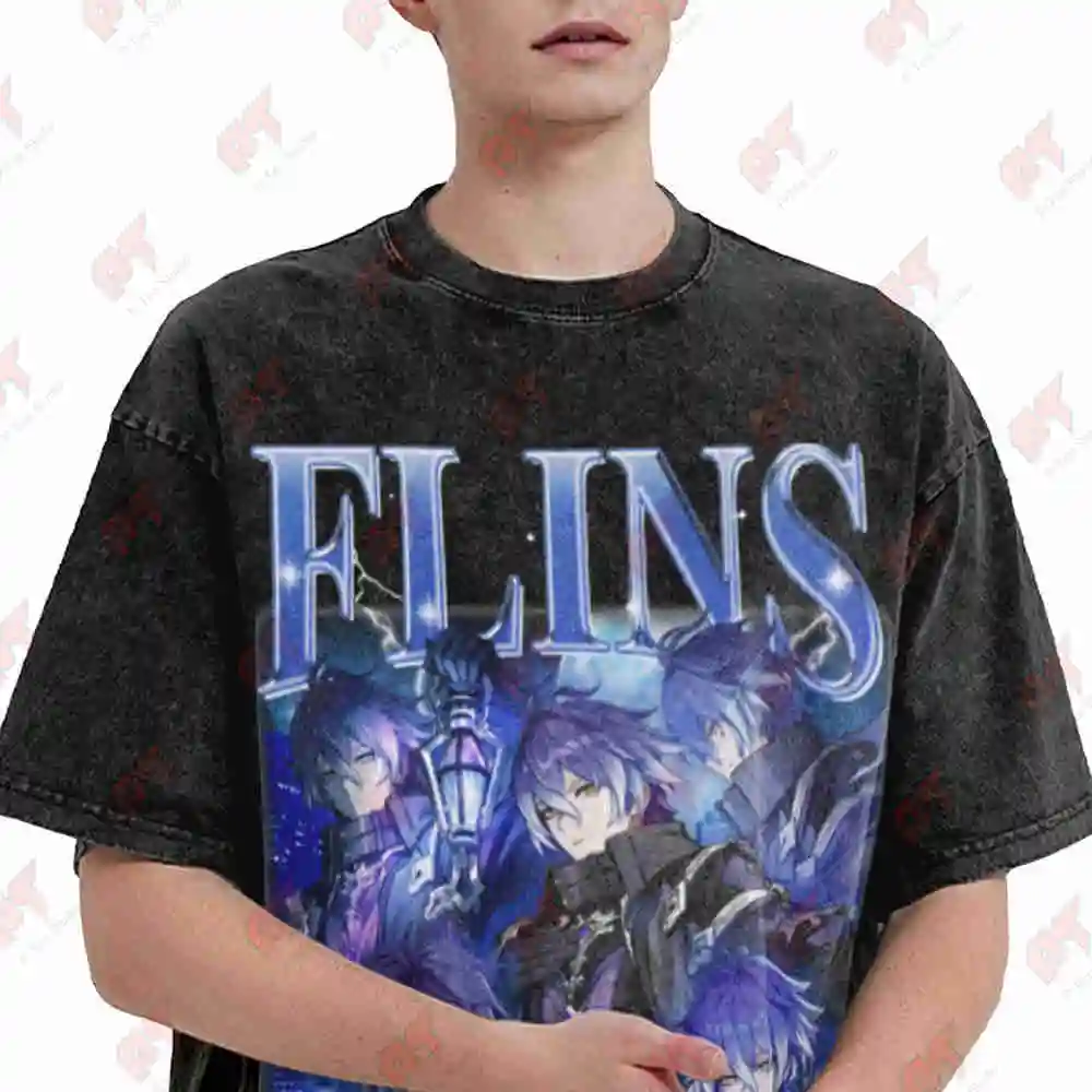 Flins Gaming Bootleg Videogame Husbando Vintage Washed Tee Pure Cotton T-Shirt