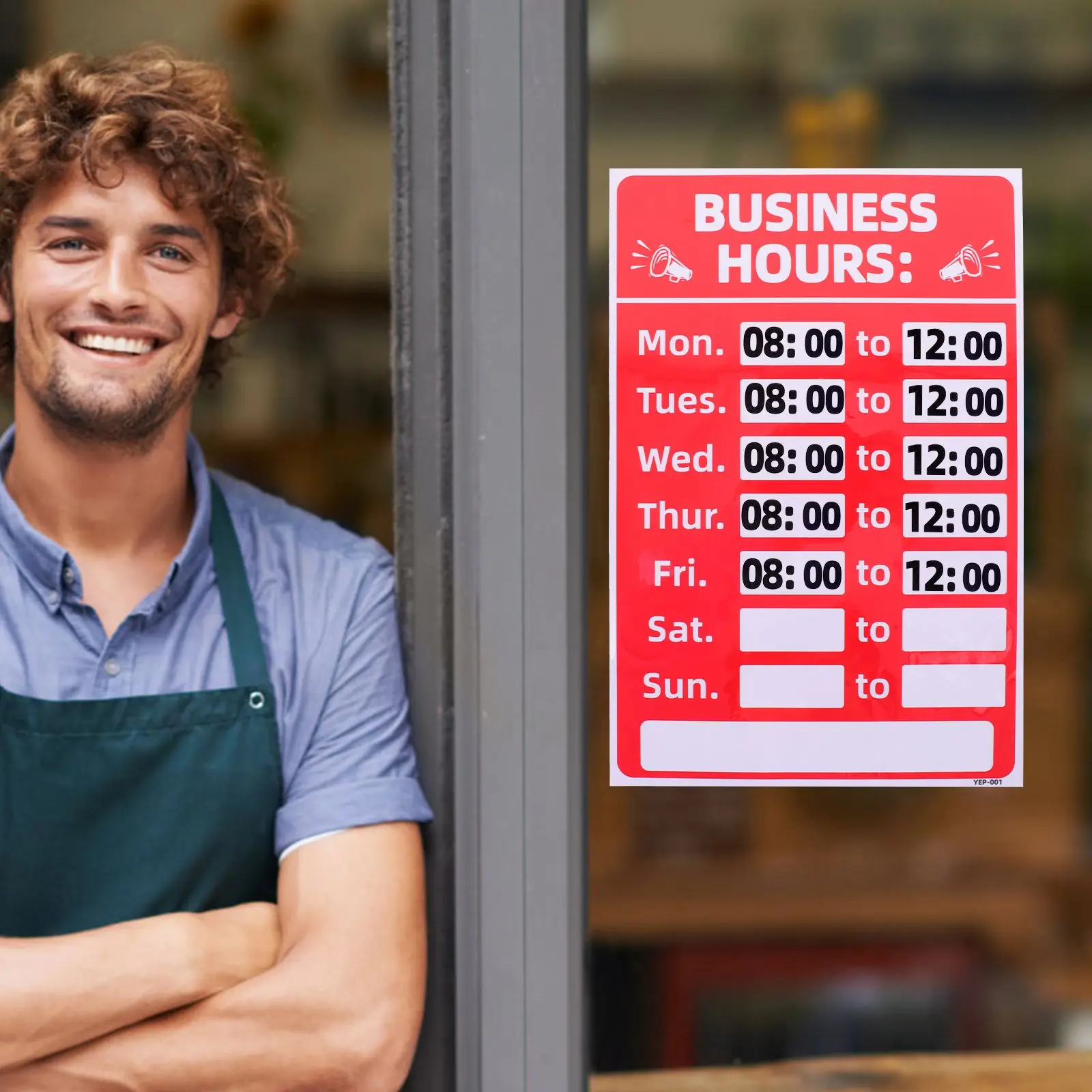 2Pcs Business Hours Signage Self Adhesive PVC Changeable Opening Signs Labels Waterproof Bank Office Shop Cafe Restaurant Store