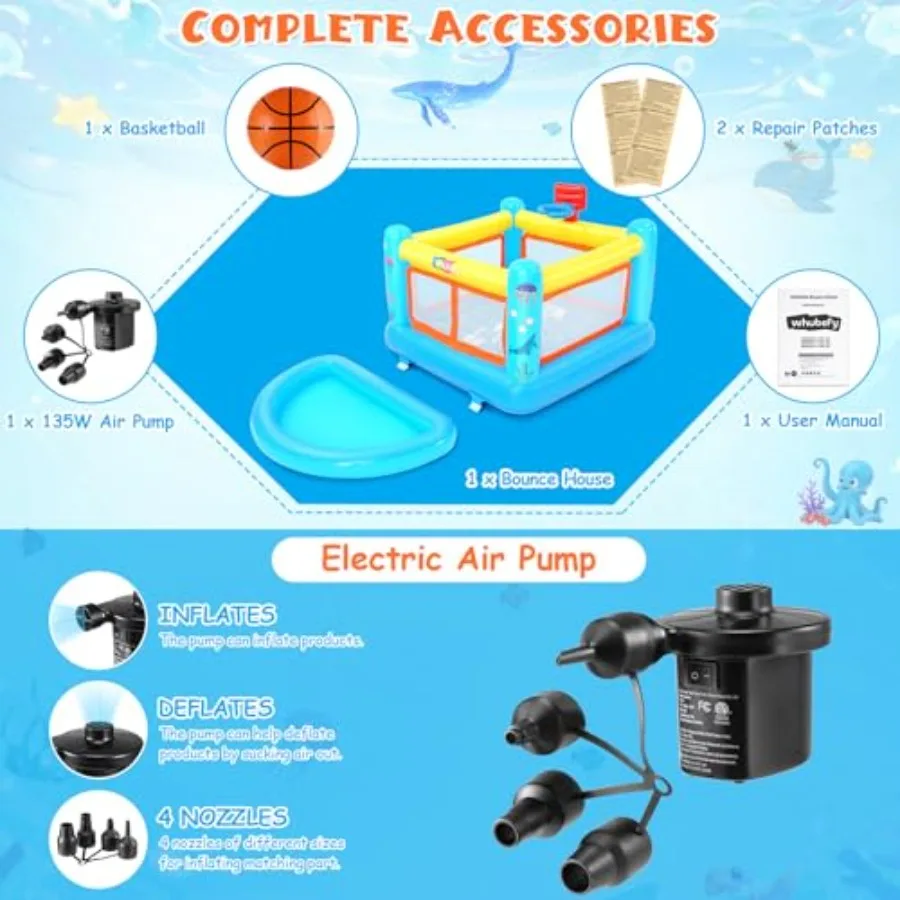 منزل ترتد قابل للنفخ قلعة ترتد داخلية للأعمار من 3 إلى 88.9 قدم طول × 5.6 قدم عرض × 4.3 قدم ارتفاع بيت قفز PVC مع منزلق ومنفاخ P #4