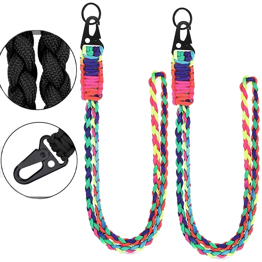 

2pcs Heavy Duty Paracord Lanyard Keychain Neck Lanyard,for Outdoor Survival,Parachute Rope Necklace with HK Clip Key Ring