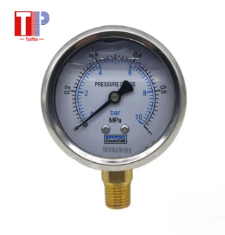 Tpaitlss 250bar Vertical YN-60 Shock-resistant Pressure Gauge Oil Pressure Gauge Vacuum Gauge 1/4 Joint Size for Airless Sprayer