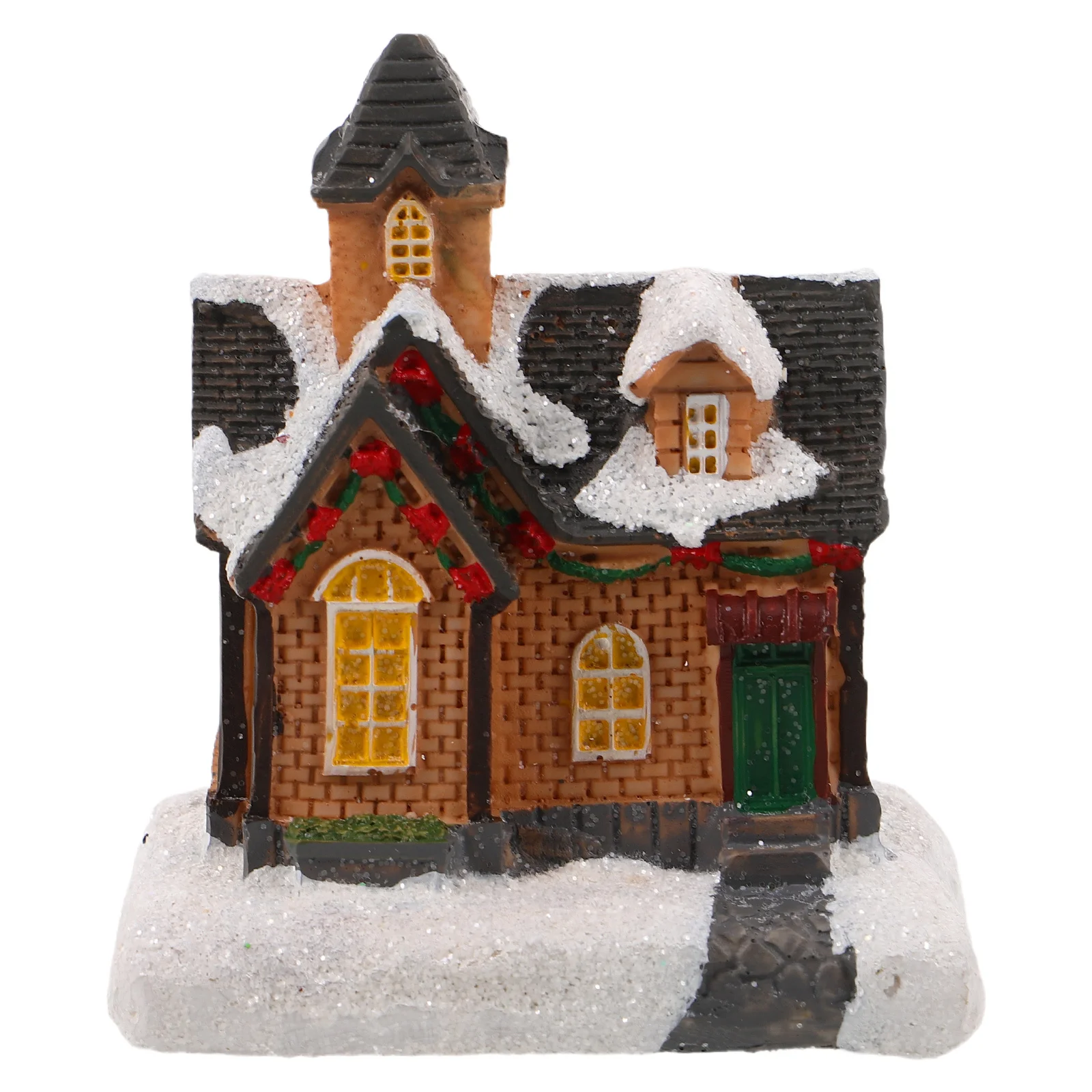 

Resin LED Lighted Miniature Christmas Village Houses Snow Cottage Holiday Mantel Tabletop Winter Farmhouse Tiered Tray Decor