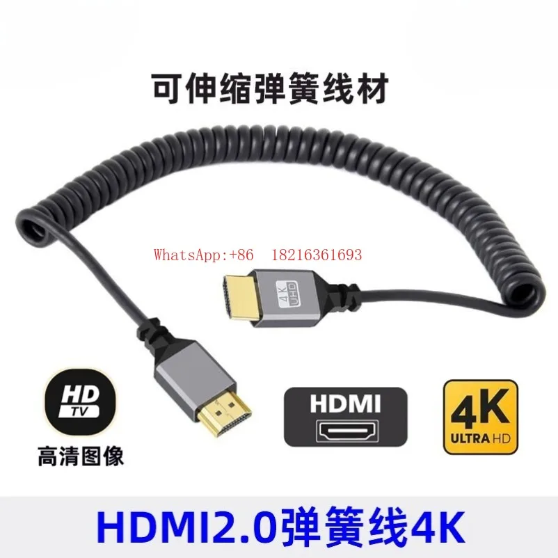 Limited Offer HDMI To MicroHDMI MINI HDMI Support 4k Data Camera Monitor Retractable Spring Cable (2.4M)