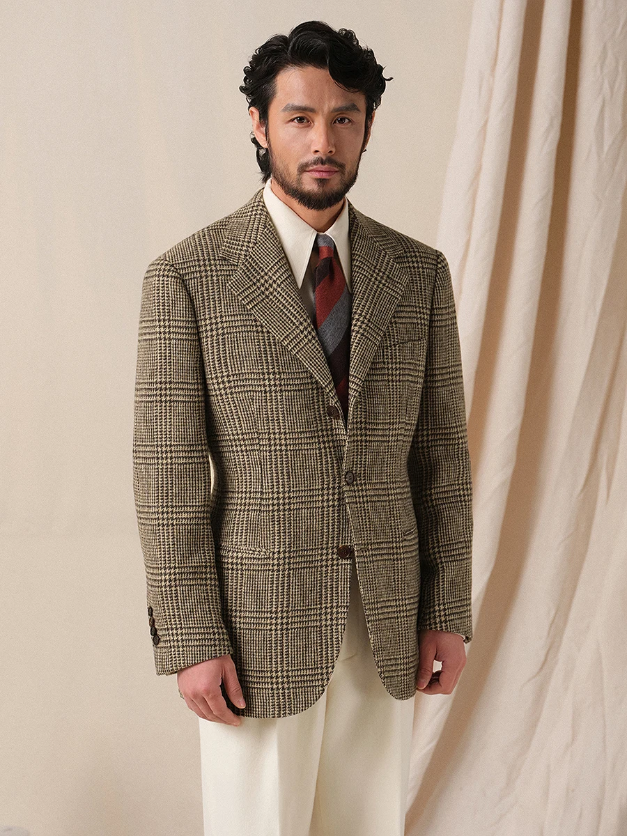 

Мужские костюмы из 100% шерсти, куртка, винтажная утепленная классическая клетчатая формальная повседневная спортивная куртка для свадебного наряда, 58A, пиджаки больших размеров