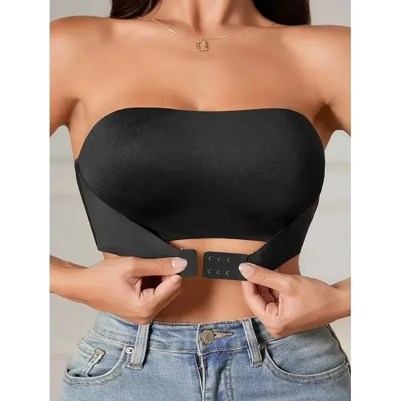 

Women's Strapless No Padding Seamless Front Button Bra Comfortable Smooth Underwear
