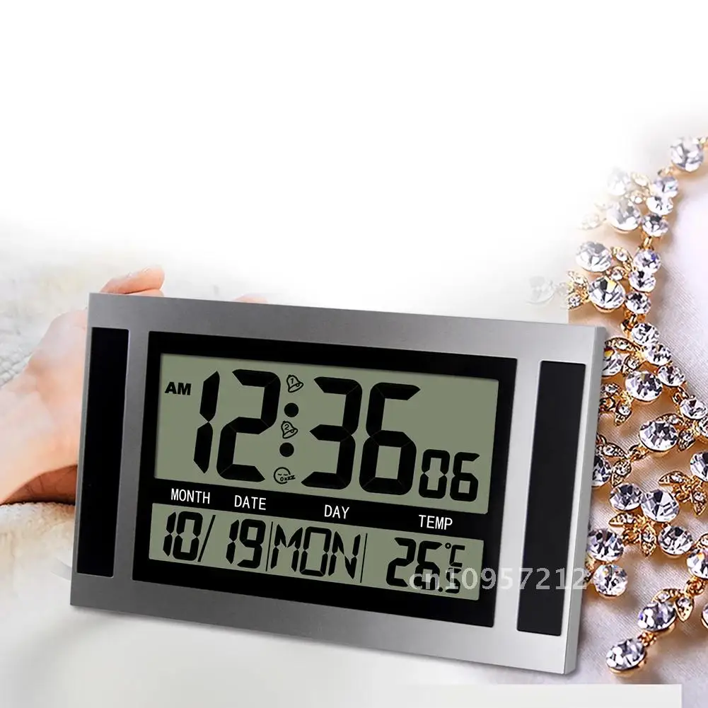 

Digital Alarm Clock Battery Powered LCD High Definition Screen Desk Temperature With Calendar Watches Clock Indoor Wall