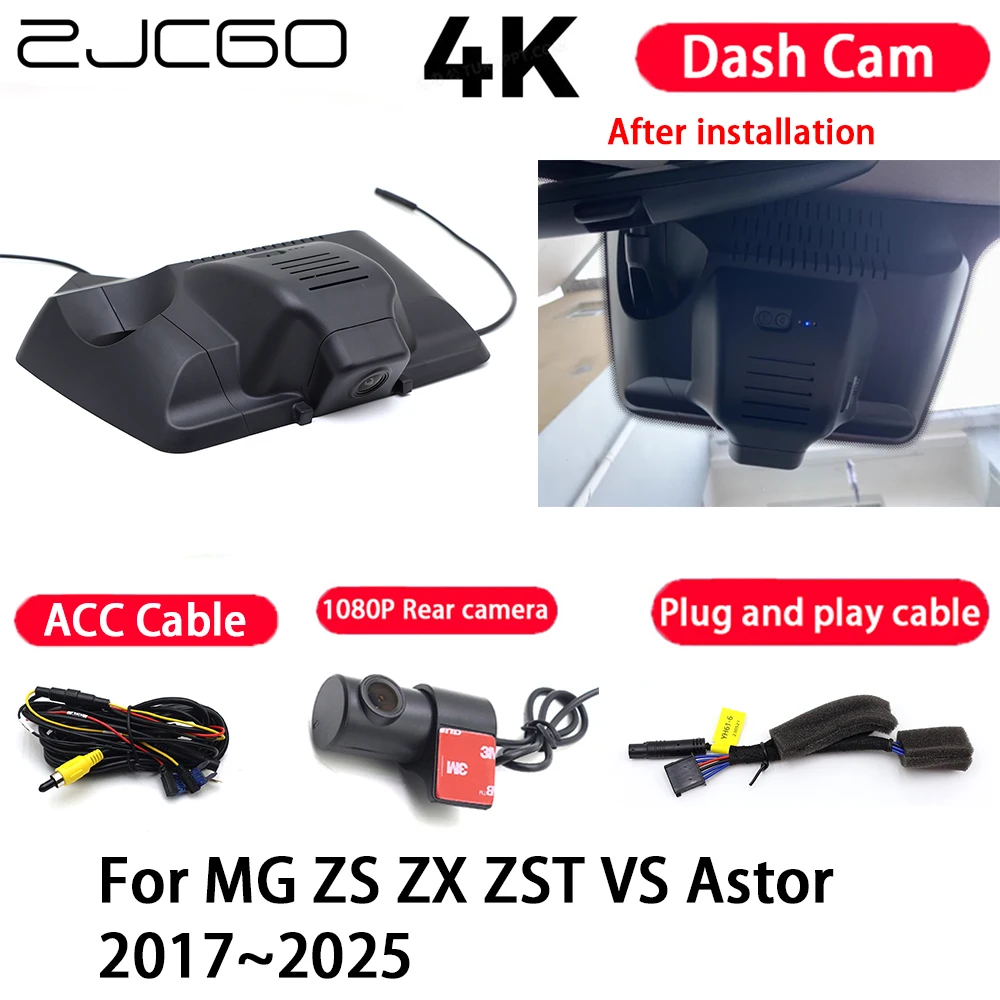 

Car Camera 4K Plug and Play Dash Cam Video Recorder Night Vision for MG ZS ZX ZST VS Astor 2017-2025