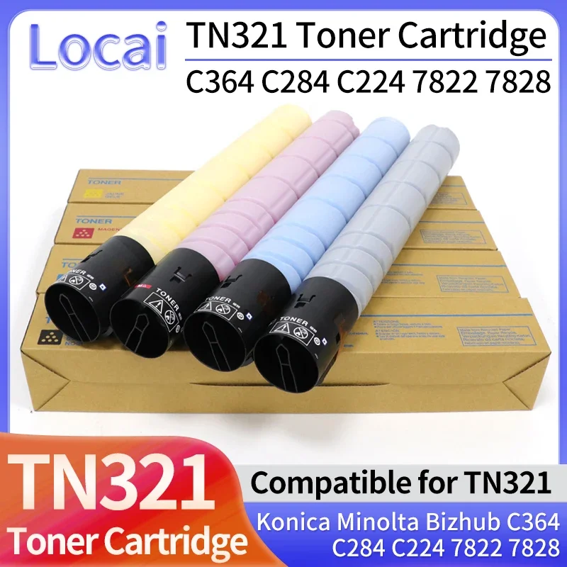 TN321 Compatible Color Toner Cartridge Bizhub C364 C284 C224 7822 7828 Printer for Konica Minolta Powder TN321 BK C M Y