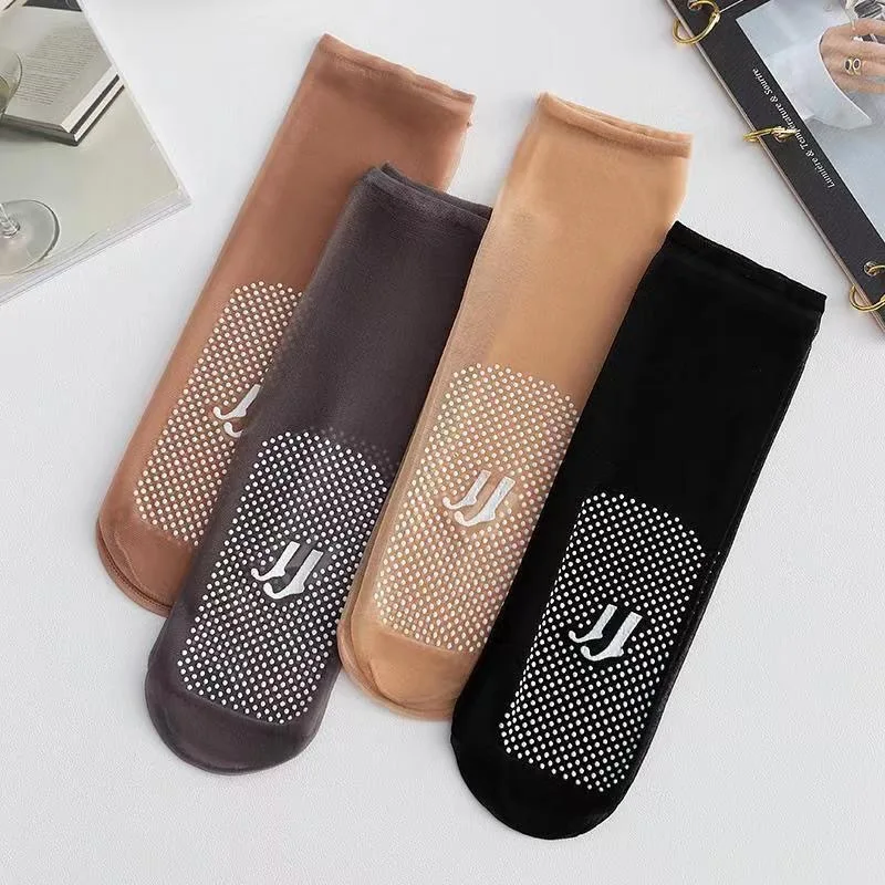 10pcs Sock Leisure Ankle Crew Fuzzy Invisible Crystal ultra-thin Traceless anti-slip Short Silk Shallow Spring Summer 2W83