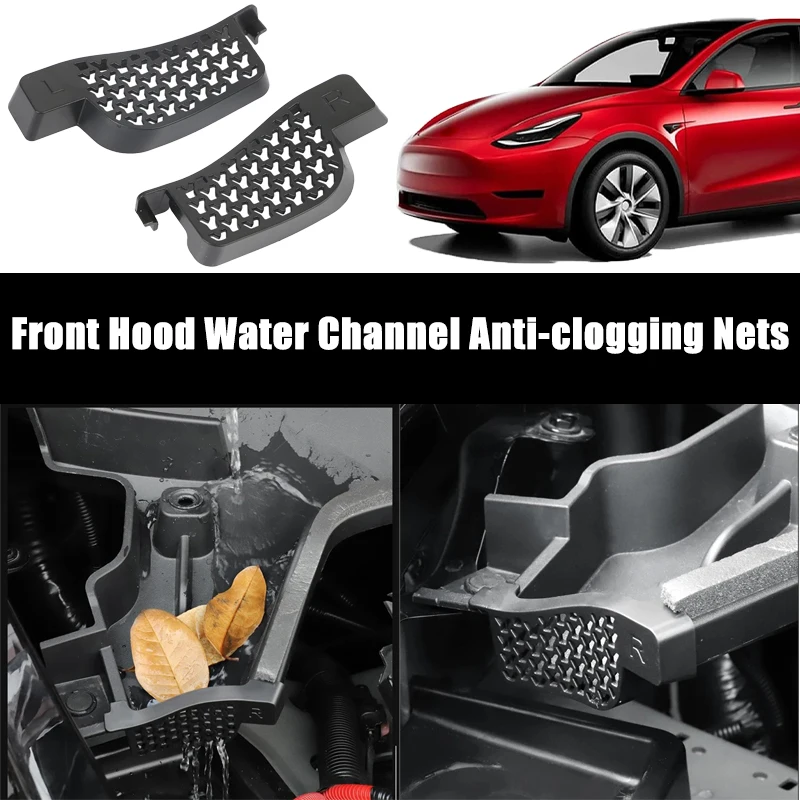 

2pcs Front Hood Water Channel Anti-clogging Net for Tesla Model Y 2017-2025 Juniper Front Trunk Water Channel Filter Auto Parts