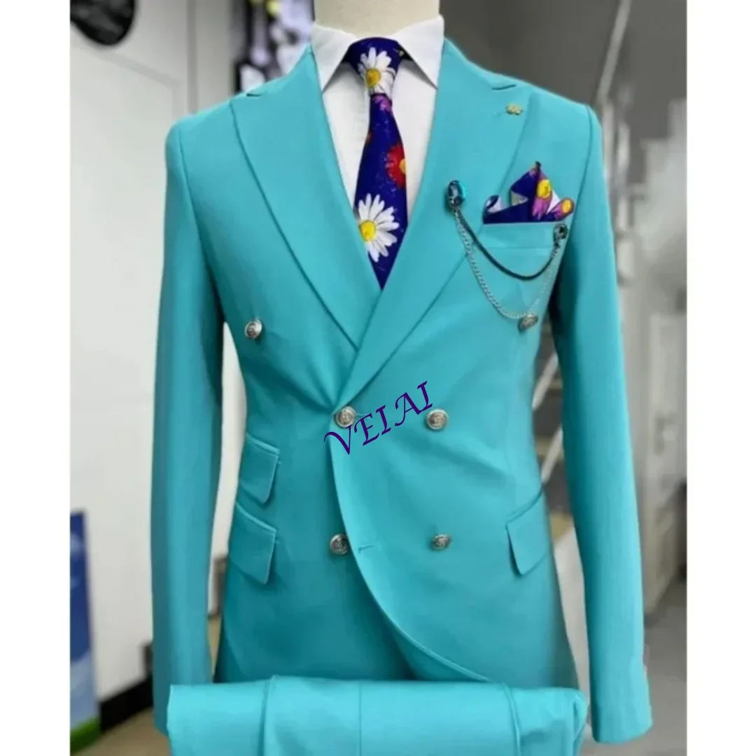 

Customizable Double-breasted Formal Men's Suit with Pointed Lapel Slim Fit Wedding Blazer Smoking Jacket for Special Occasions