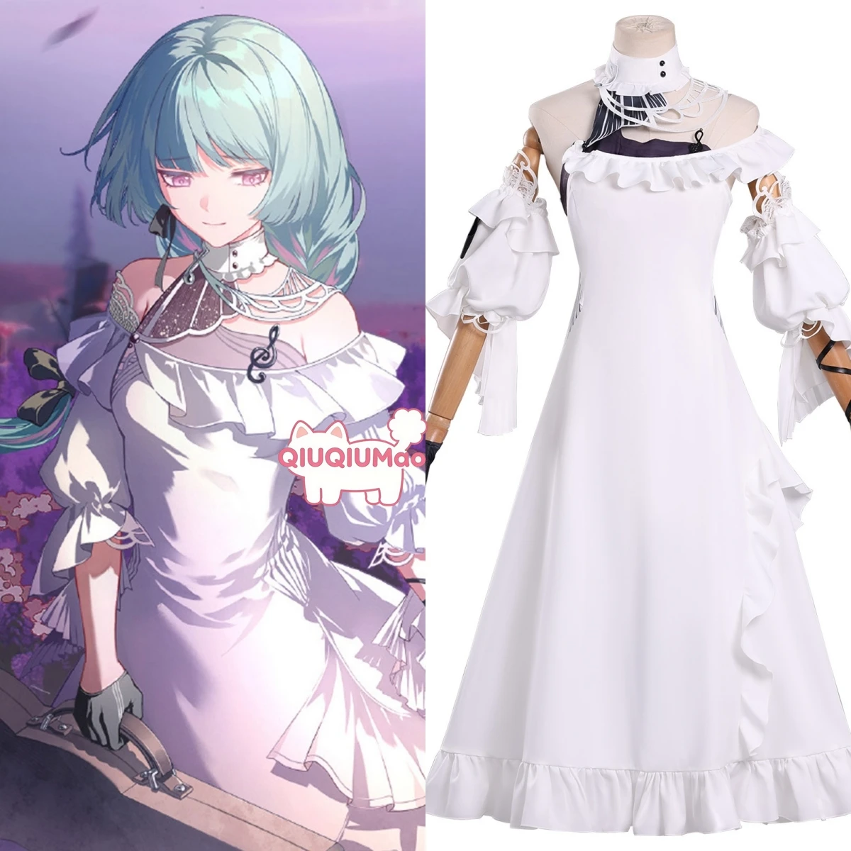 

Game Wuthering Waves Cosplay Costume Anime Flloro Role Playing Popular White Dress Uniform Outfit for Women Comic Con Party Suit