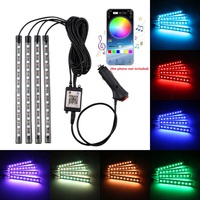 4PCS Car RGB LED Strip Light Automotive Interior Foot 36/48 LED APP/Remote/Voice Control Atmosphere Decorative Lamp Ambient