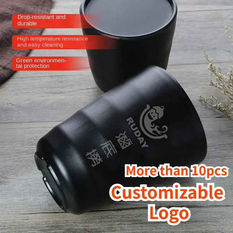 A5 Black Diamine Teacups Restaurant Hotel Wine Cups Drop Heat-resistant Can Be Customized Logo Engraved Commercial Tea Cups