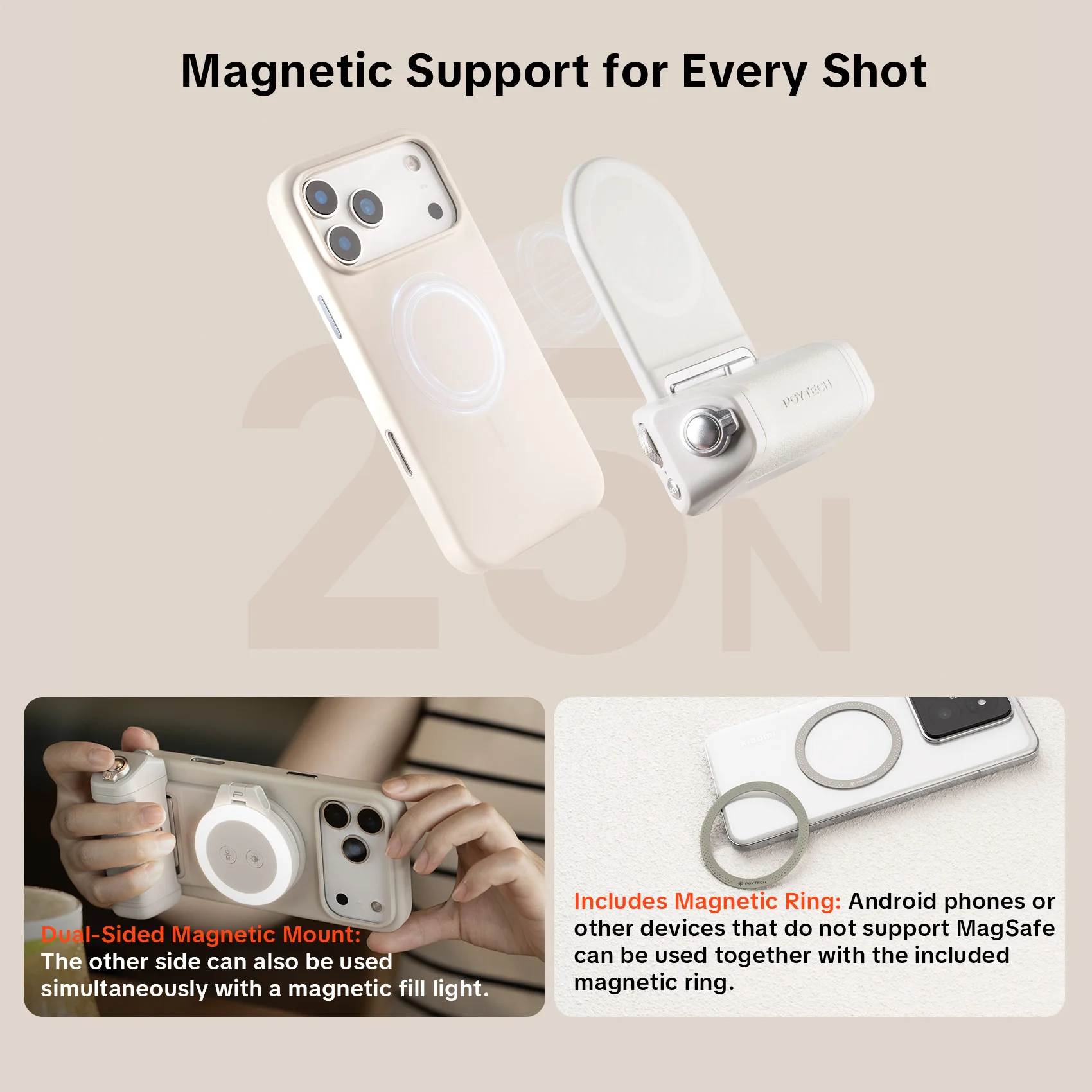 PGYTECH MagCam 1& 2 Phone Grip 3-in-1Camera Phone Grip Modular Kit