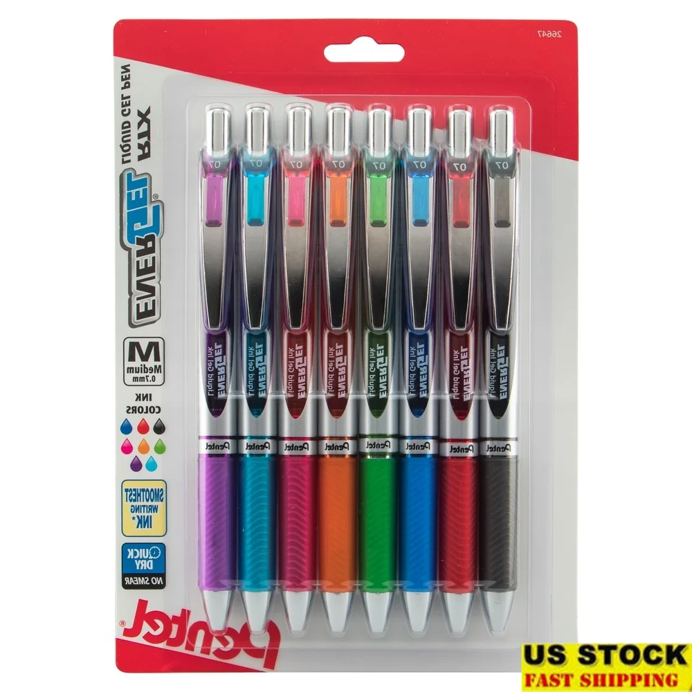 

EnerGel RTX Liquid Gel Pens 0.7mm Metal Tip 8 Pack Refillable Smudgeproof Quick Dry Comfort Grip Writing