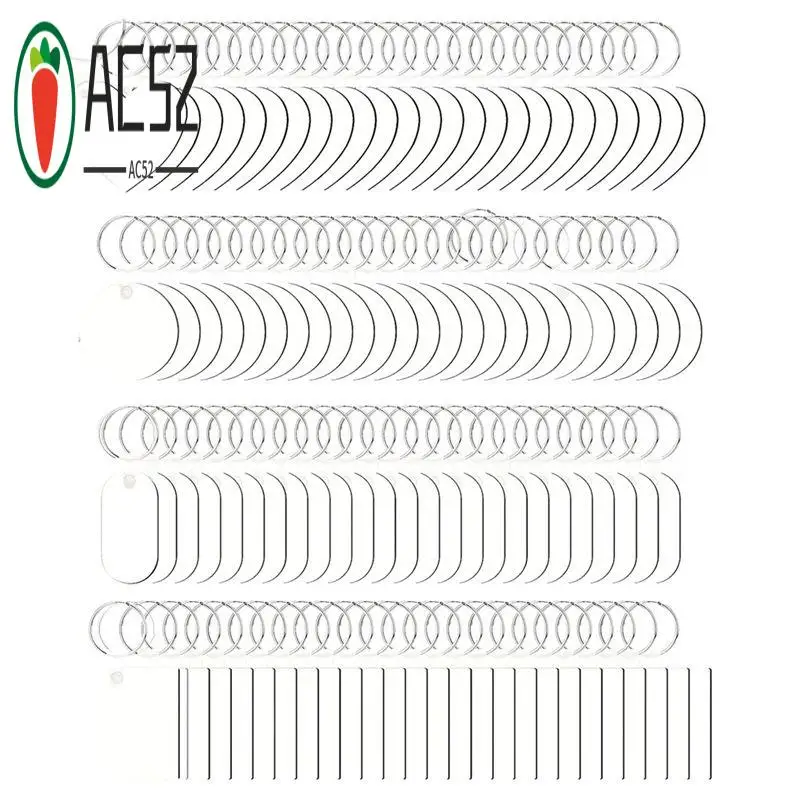 AC52-300 Pcs Sublimation Keychain Blanks Bulk Double Side Heat Transfer Sublimation MDF Blank Set With Keychain Rings