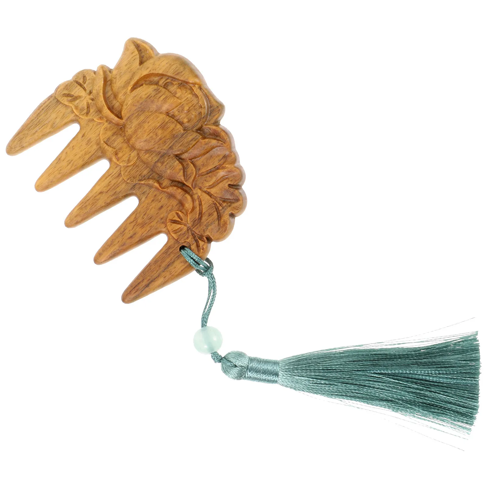 

Портативная расческа из палисандра с широкими зубьями для кудрявых волос, деревянная распутывающая массажная расческа, маленькая, легкая, компактная конструкция с лотосом