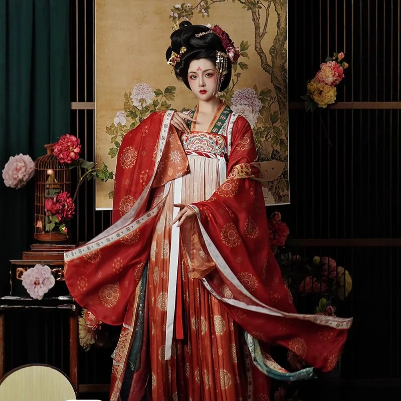 

Женская юбка Hanfu для взрослых, рубашка с большими рукавами, полный комплект юбки длиной до груди, древняя одежда, весна и осень