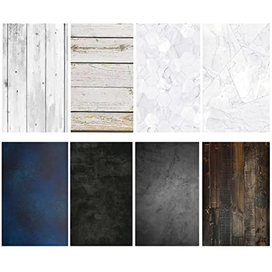 

Food Photography Backdrops Paper 4 Pack Kit 22x34Inch 56x86cm Double Sided Photo Background Rolls Marble Wood Flat Lay for Prod