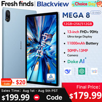 Blackview MEGA 8 Tablet 13 inch FHD+ Display 11000mAh 256GB 512GB AI Android 15 50Mp Camera 4 BOX Speakers 4G Pad PC