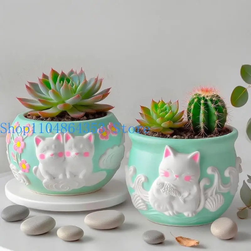 

652F Гибкая силиконовая форма для рукоделия в форме домашних животных с тиснением на поверхности для плантатора