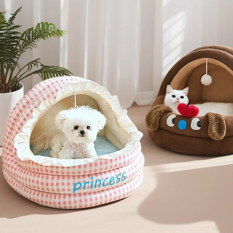 

New Winter Cat Cave Bed Thick Plush House Mat Sleep Pad For Cats Kittens Indoor Cozy Secure Nest Gift For Cat Owners