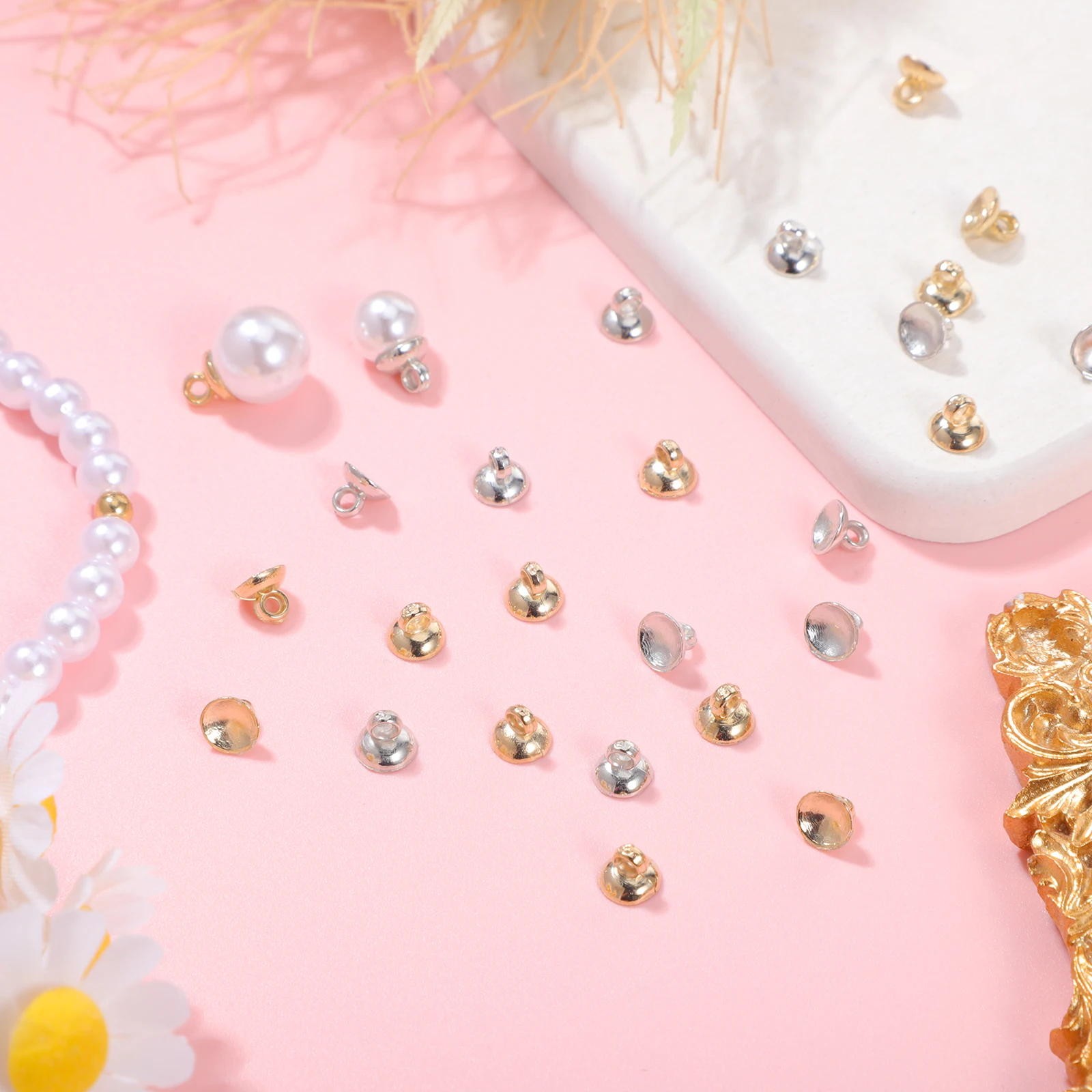 

400pcs Bowl Pearl Pearl Pendant Connector Bail Pin Alloy Pendant Connector For Diy Jewelry Making Beads Crafts Supplies