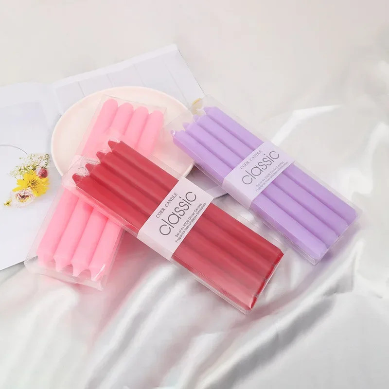 European Minimalist Solid Color Candle Long Straight Pole Pearl Design Home Wedding Dinner Decor Western Style Candle Ornament