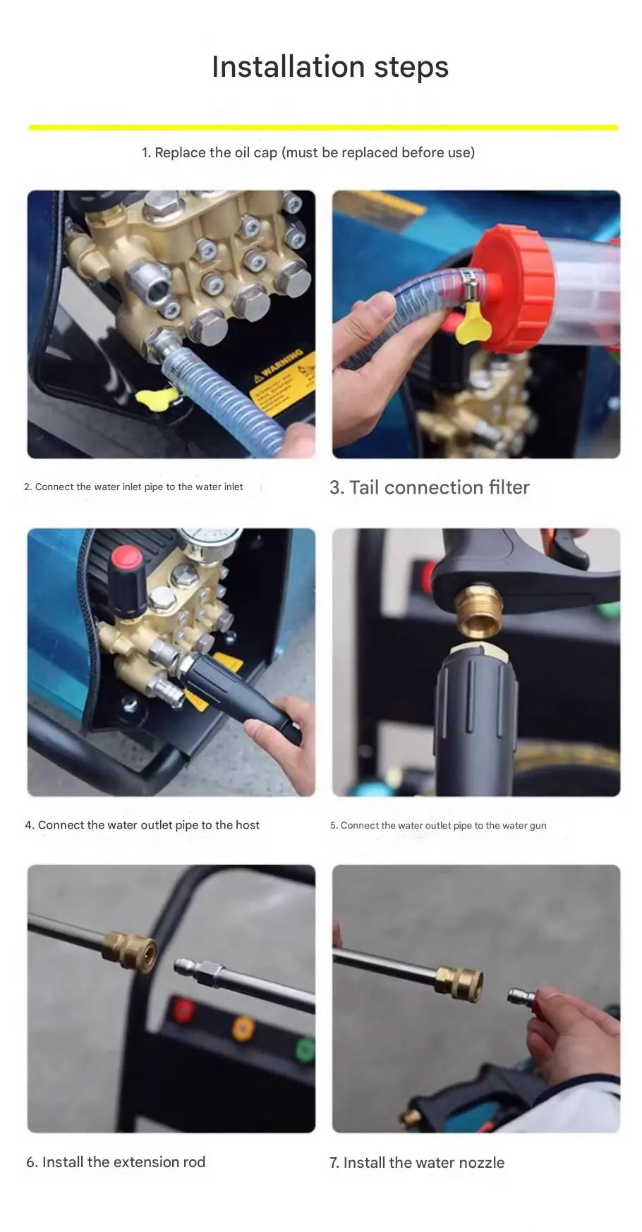 Brosse à Rotor 250 bars, nettoyeur haute pression, lave-moteur électrique, tuyau de nettoyage d'eau haute pression