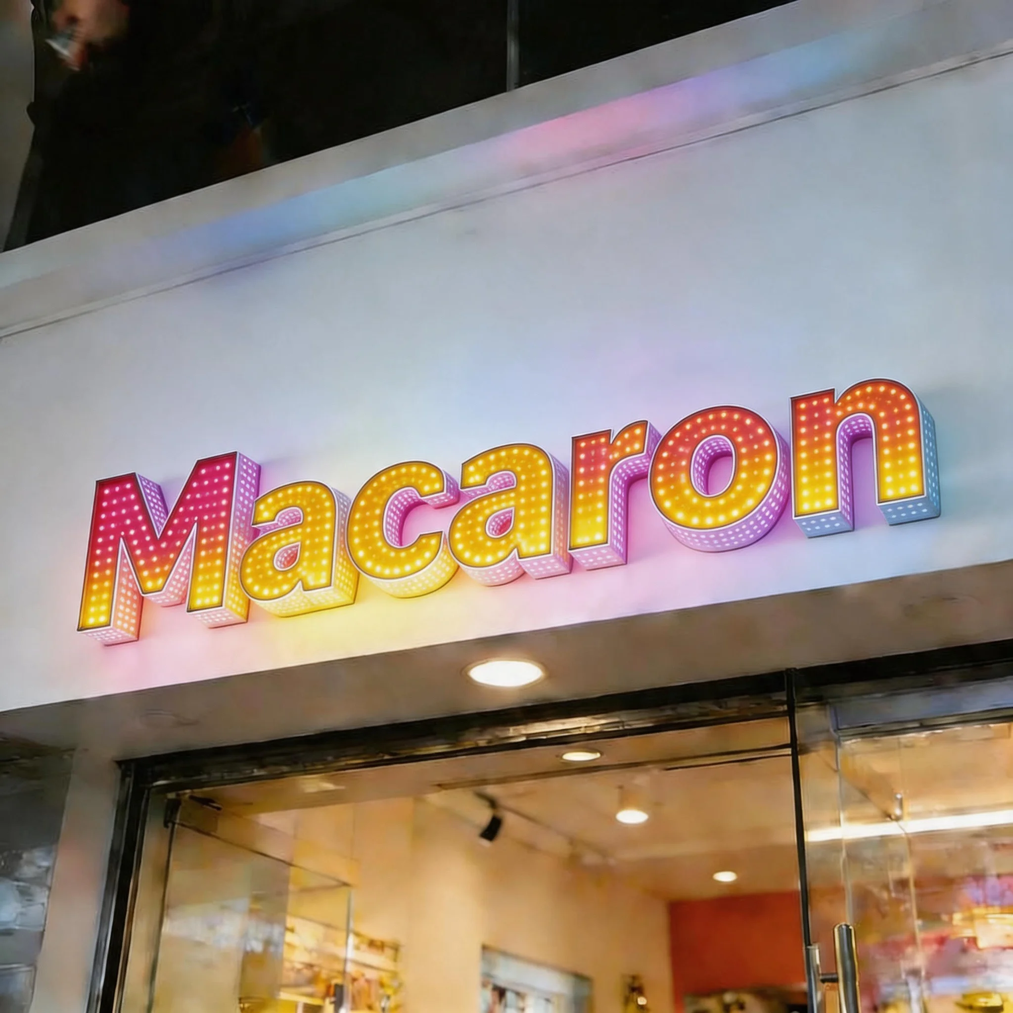 Custom Macaron Starry Sky LED 3D Letter Sign, RGB Color Changing Metal Light Sign, Dessert Store Outdoor Business Wall Signage