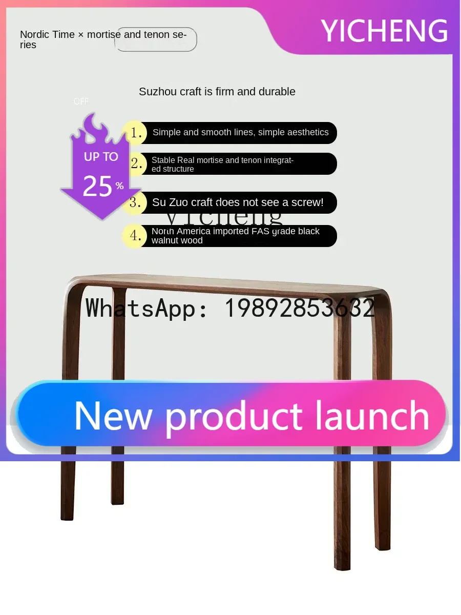 

LYY North America Black Walnut Wooden Hallway Table Length a Long Narrow Table Chinese Altar Extremely Narrow Bar Table