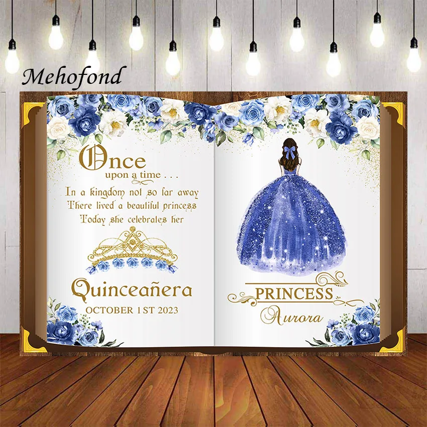 Mehofond Photography Background Quinceañera Books Once Upon a Time Princess Girls Birthday Party Decor Photo Backdrop Studio