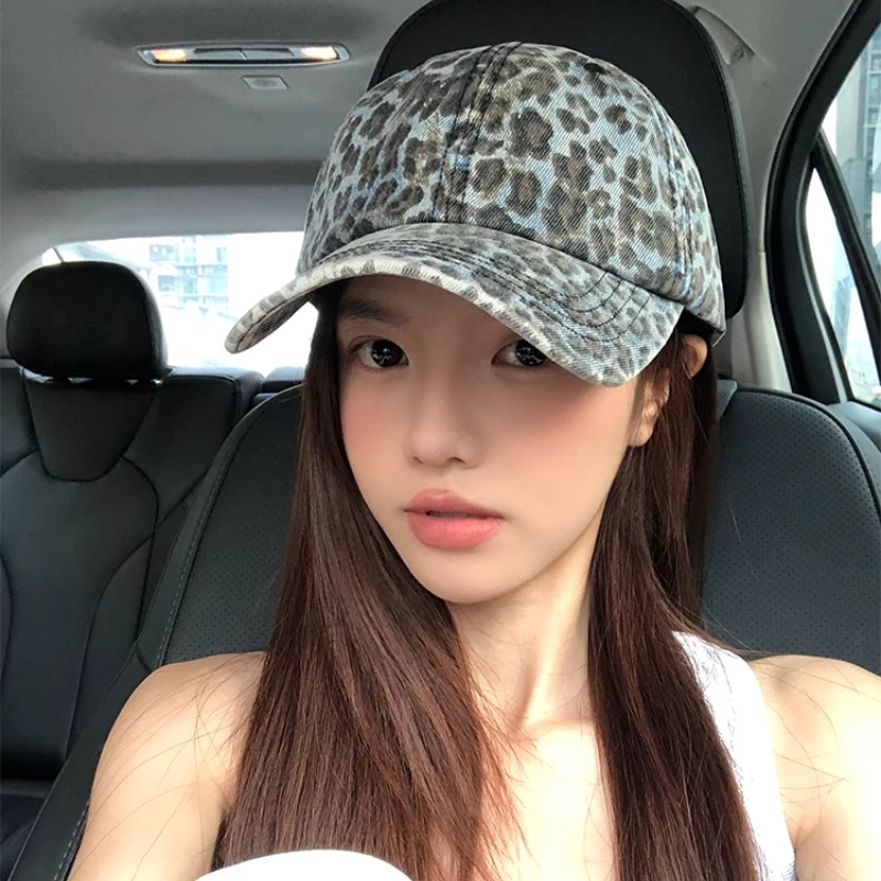 American Retro Spice Girl Leopard Print Baseball Cap Y2K Spring Summer Niche Versatile Fashion Sunscreen Cool Women's Hats