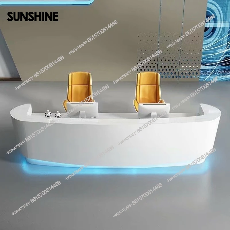 

Paint cashier front desk hotel curved welcome reception desk beauty salon clothing cabinet