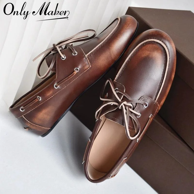 

Onlymake Women Flats Round Toe Butterfly-knot Strap Retro Elegant Slip On Daily Comfort Casual Loafers Flats