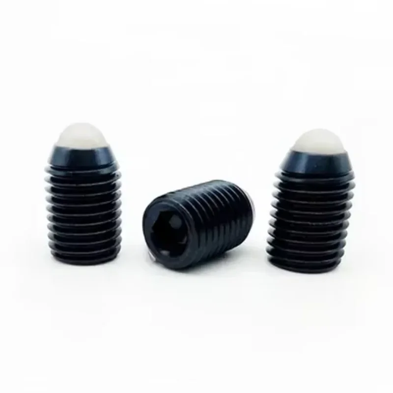 

cxCdzVsd 5pcs M3 M4 Resin ball head Allen bolt Spring plunger 12.9 Nylon heads Set screw hexagon Springs positioning bead