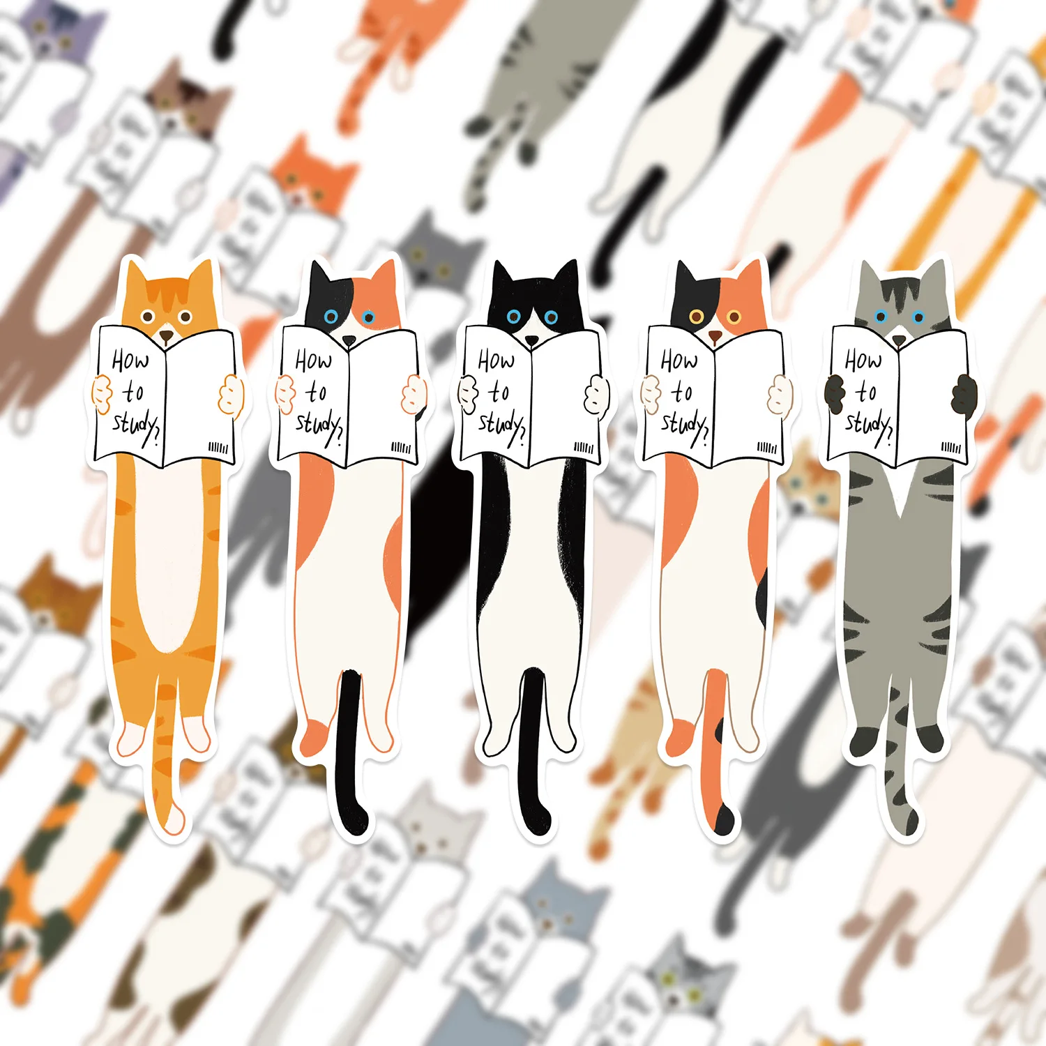 30Pcs Fun Cat Reading Colorful Creative Bookmark Simple Handbook Artistic Creative Material Ins Reading Paper Bookmark for DIY