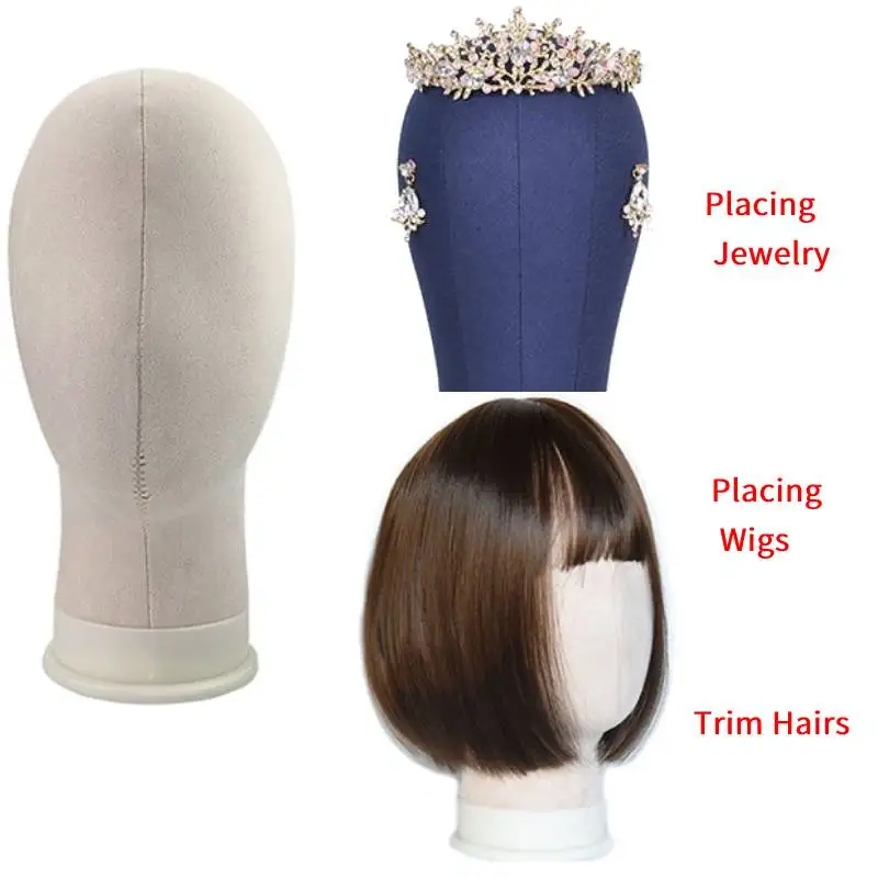 Kanvas blok kepala pelatihan manekin wig tampilan kepala Styling manekin Manikin kepala Famale kepala berbondong dengan topi Wig